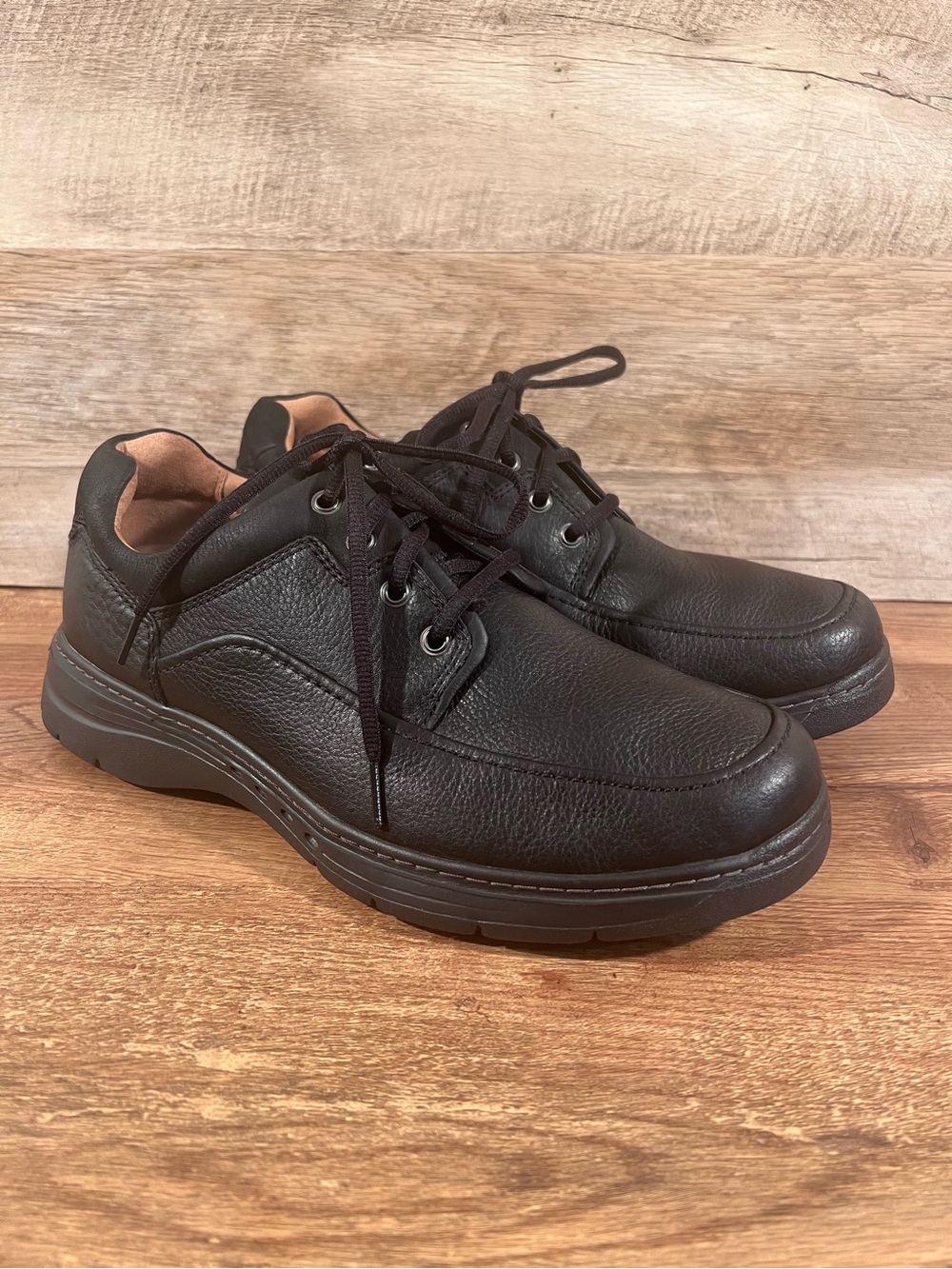 Clarks Un Brawley Lace Black Leather Oxford Comfort Shoes Men's Size 11